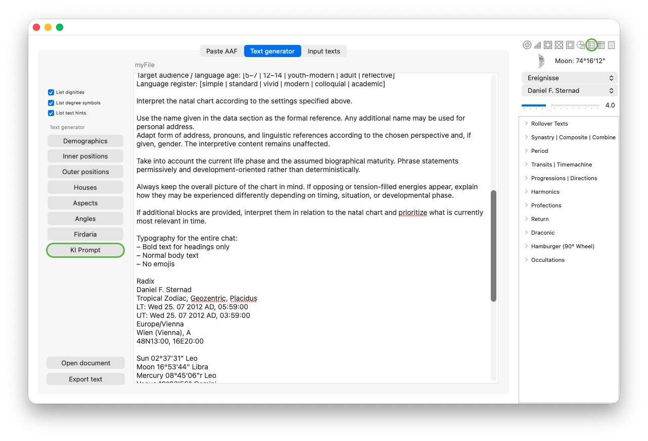 Textgenerator of Kairon